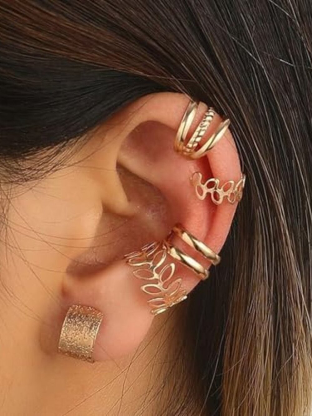 Gold Ear Cuffs for Women Non Piercing 14K Gold Plated Ear Cuff Earrings Clip on